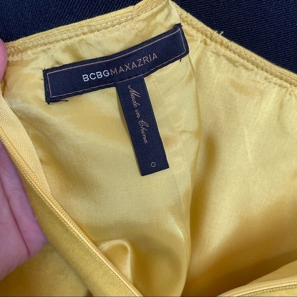 BCBGMaxAzria Mustard Layered Skirt Black Elastic Waist Lined Side Pockets Sz 0 - Picture 10 of 11
